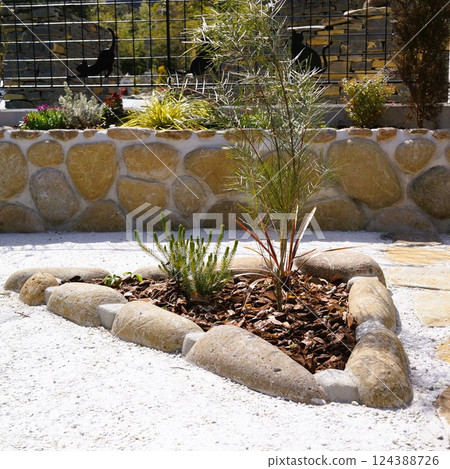 Exterior construction, exterior, gardening, garden stones, materials, background Exterior construction, exterior, gardening, garden stones, materials, background 124388726