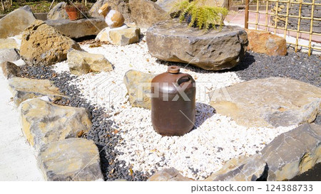 Exterior construction, exterior, gardening, garden stones, materials, background 124388733