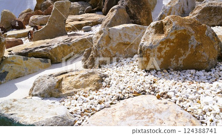 Exterior construction, exterior, gardening, garden stones, materials, background 124388741