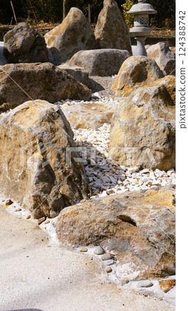 Exterior construction, exterior, gardening, garden stones, materials, background 124388742