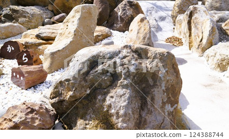 Exterior construction, exterior, gardening, garden stones, materials, background 124388744