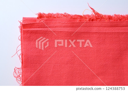 red fabric textile on white background, object for fashion cloth design 124388753