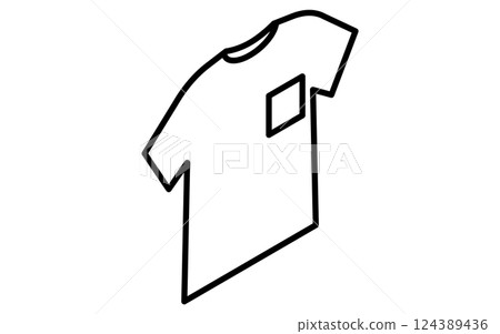 男式圓領 T 卹，帶胸袋，簡單的黑白等距線圖標 124389436