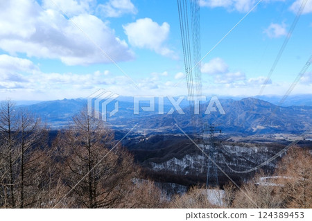 Power lines seen from the mountain Power lines seen from the mountain 124389453