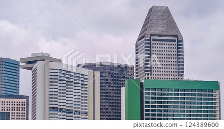 View of modern business skyscrapers glass and sky view landscape of commercial building in central city 124389600