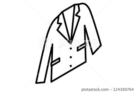 男士西裝外套、衣服簡單等距線圖示（黑色和白色） 124389764