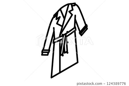 風衣、服裝簡單等距線圖示（黑色和白色） 124389776