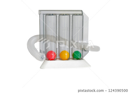 Medical incentives tool spirometer for monitor strength of lung.clipping path. Medical incentives tool spirometer for monitor strength of lung.clipping path. 124390500