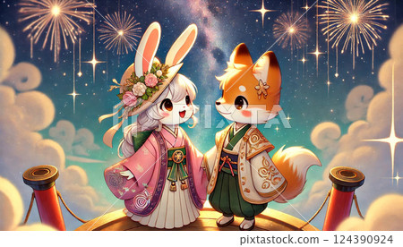 織姬與彥星在銀河會合 124390924