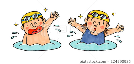 Children playing in the water Children playing in the water 124390925