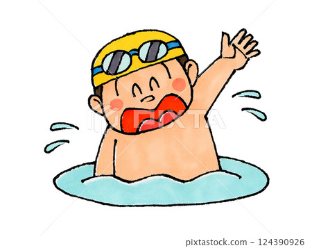 男孩在水里玩 124390926