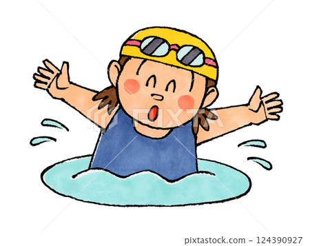 女孩在水里玩 124390927