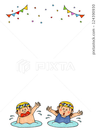 孩子們在水中玩耍複製空間（空白） 124390930