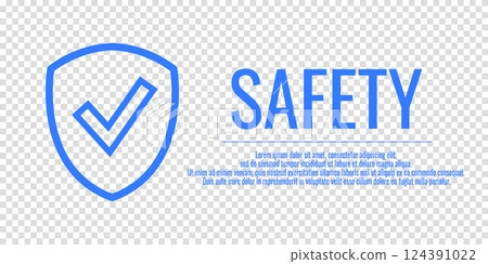 Banner safety first. Vector illustration with word SAFETY on a transparent background. Place for your text Banner safety first. Vector illustration with word SAFETY on a transparent background. Place for your text 124391022