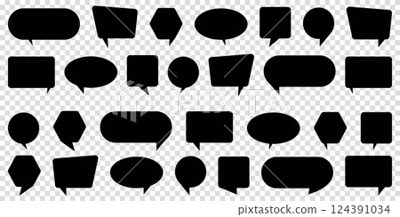 Collection of empty black speech bubble. Set of vector illustration on transparent for design of web site or mobile app. Collection of empty black speech bubble. Set of vector illustration on transparent for design of web site or mobile app. 124391034