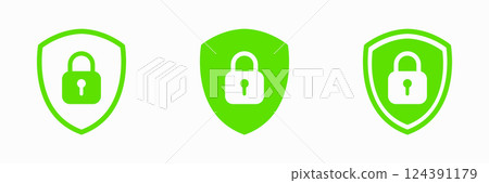 Set of Shield Lock Icon. Symbol padlock. Vector sign Illustration. Set of Shield Lock Icon. Symbol padlock. Vector sign Illustration. 124391179