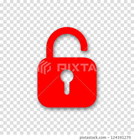Padlock icon isolated on transparent background. Symbol sign unlock. Vector illustration. 124391270