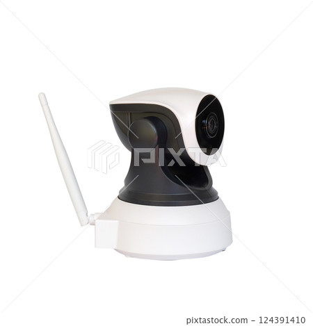 CCTV IP Camera of security on white background.clipping path. 124391410