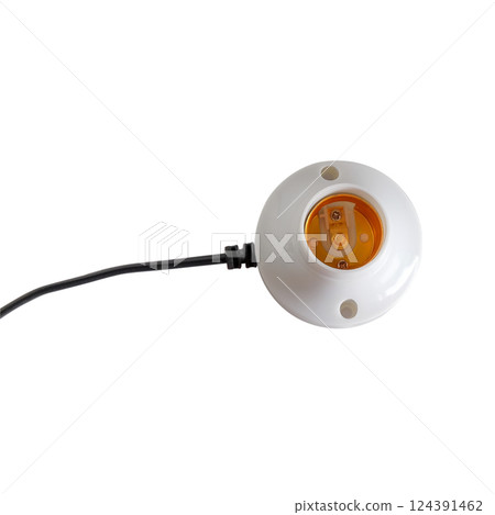 Electric cartridge for light bulbs, light fitting, lamp holder.clipping path. 124391462