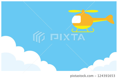 Helicopter and blue sky background illustration material 124391653