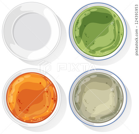 Colorful Asian Soups in Vector Illustration Colorful Asian Soups in Vector Illustration 124391953