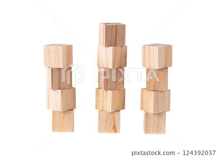 Wooden cubes towers Wooden cubes towers 124392037