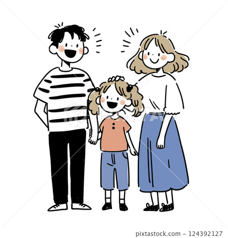 一家三口的插圖 一家三口的插圖 124392127