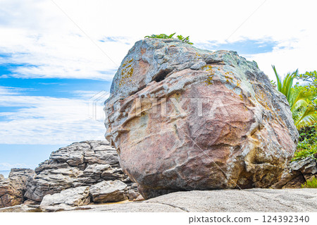 Rocks boulders Praia Lopes Mendes beach Ilha Grande island Brazil. Rocks boulders Praia Lopes Mendes beach Ilha Grande island Brazil. 124392340