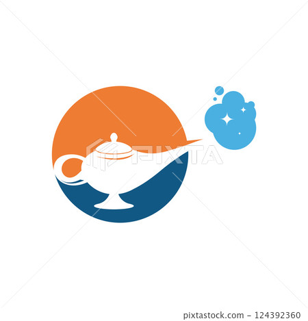 genie lamp with stars. genie lamp with stars. 124392360