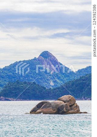 Rocks waves Praia Lopes Mendes beach Ilha Grande island Brazil. 124392386