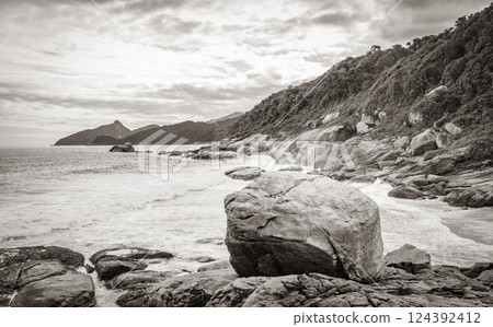 Rocks waves Praia Lopes Mendes beach Ilha Grande island Brazil. 124392412