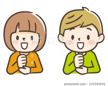 Illustration of satisfied children Illustration of satisfied children 124392642