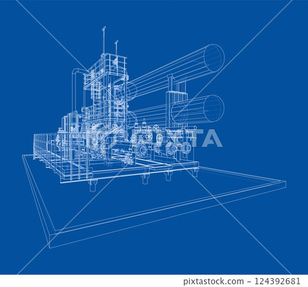Petroleum heater exchanger. Vector rendering of 3d Petroleum heater exchanger. Vector rendering of 3d 124392681