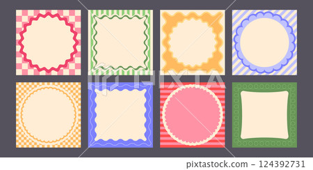 Groovy patterned border frames set Groovy patterned border frames set 124392731