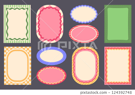 Groovy wavy border frames set 124392748