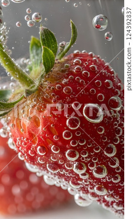 strawberry with sparkling water strawberry with sparkling water 124392837