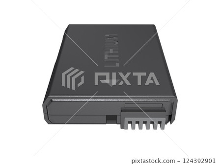 Lithium-ion batteries for digital cameras, digital SLRs, mirrorless cameras, etc. (3DCG image) 124392901