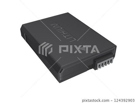 Lithium-ion batteries for digital cameras, digital SLRs, mirrorless cameras, etc. (3DCG image) 124392903