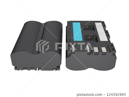 Lithium-ion batteries for digital cameras, digital SLRs, mirrorless cameras, etc. (3DCG image) 124392905
