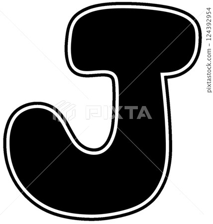 Black capital letter J with white border Black capital letter J with white border 124392954