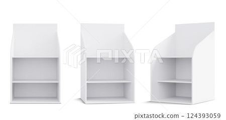 Store display mockups set on white background Store display mockups set on white background 124393059