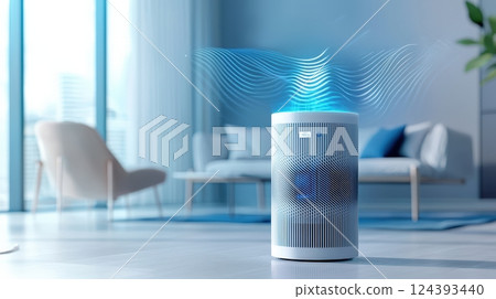 Modern air purifier in stylish living room 124393440