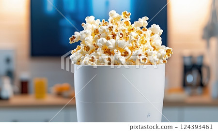 Movie night popcorn ready for streaming 124393461