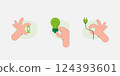 Set of Hand Holding battery, light bulb and plug.  Green Energy concept icons. Sustainability, ecology and environment Development concept. Vector Illustration. 124393601