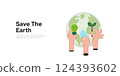 Human hands holding Light Bulb, Plant and water drop. Earth Day, World Environment and Save the Earth concept. Sustainable ecology and environment conservation concept design. Vector illustration. 124393602