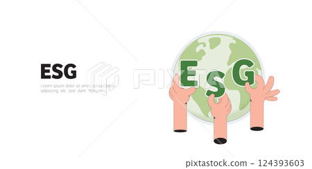 Save the Earth. ESG concept. Sustainable ecology and environment conservation concept design. Vector illustration. 124393603