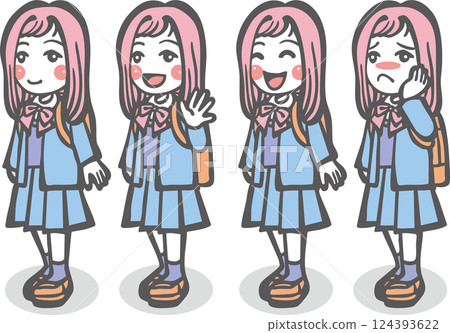 女性的感情(女高中生、女國中生、女高中生、笑聲、問候、煩惱) 女性的感情(女高中生、女國中生、女高中生、笑聲、問候、煩惱) 124393622