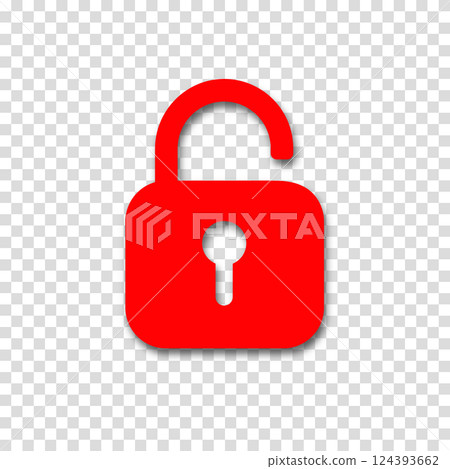 Padlock icon isolated on transparent background. Symbol sign unlock. Vector illustration. 124393662