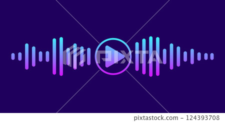 Gradient waves of the equalizer isolated on blue background. EQ Vector Illustration 124393708