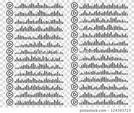 Audio wave. icon sound song. podcast set waves. Symbols on transparent isolated background. Voice message. Vector illustration. EQ Audio wave. icon sound song. podcast set waves. Symbols on transparent isolated background. Voice message. Vector illustration. EQ 124393723